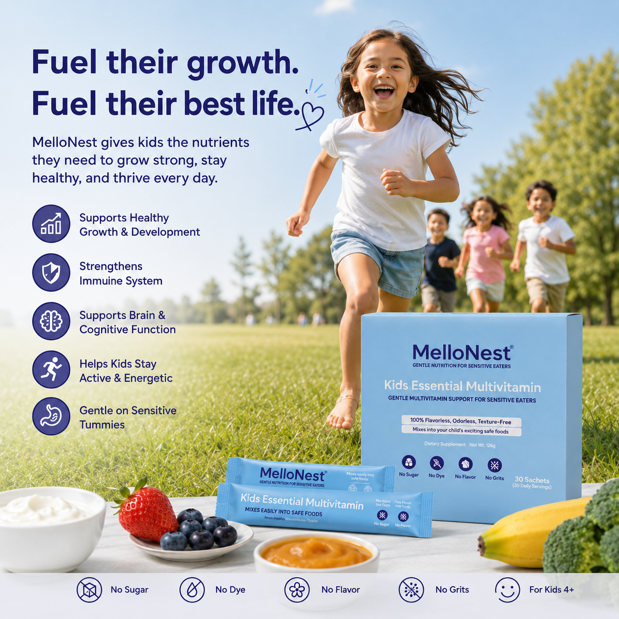 MelloNest Tasteless Multivitamin Powder for Kids